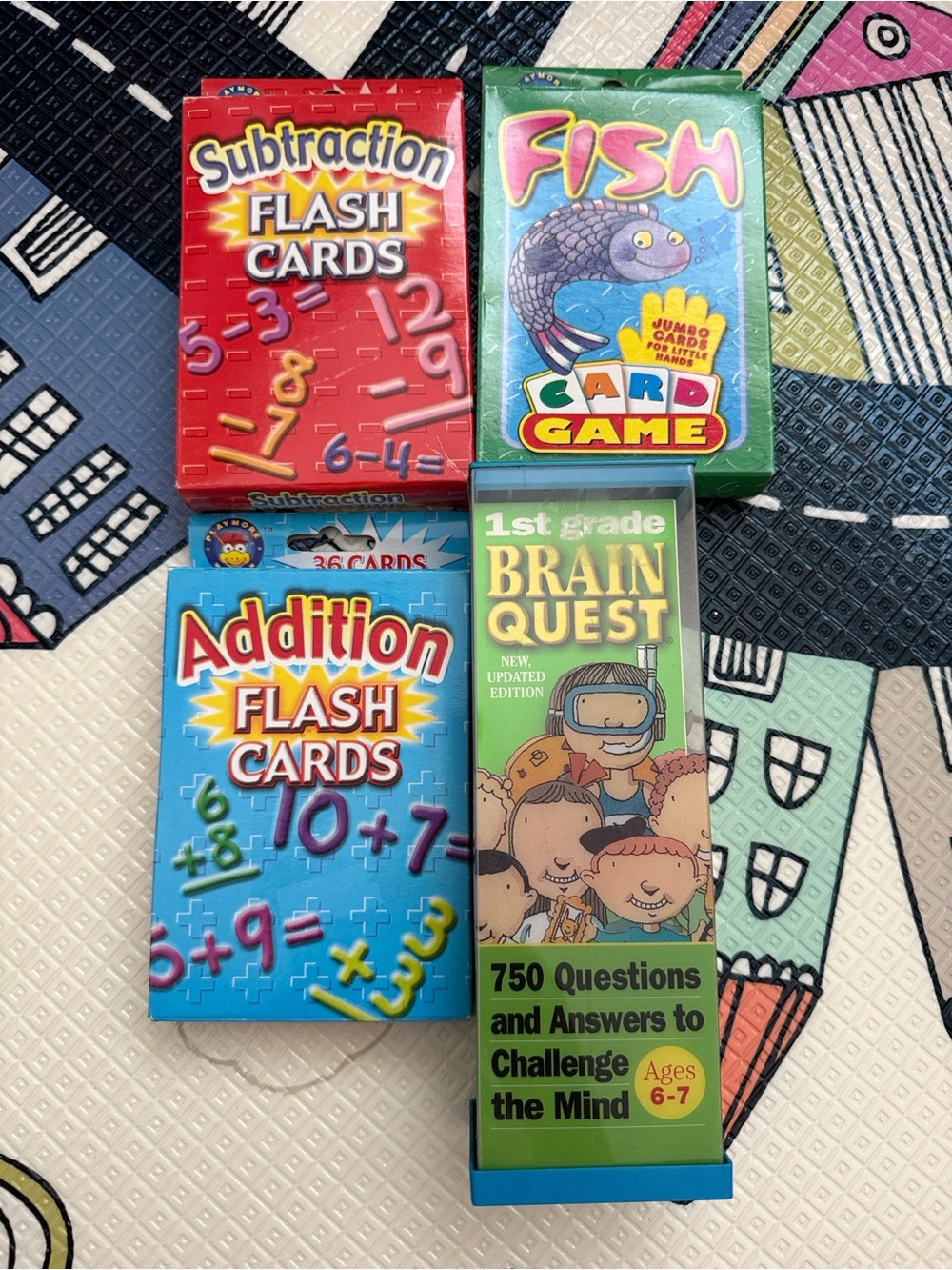 4 Piece Bundle of Brain Quest, Addition & Subtraction Flash Cards Set